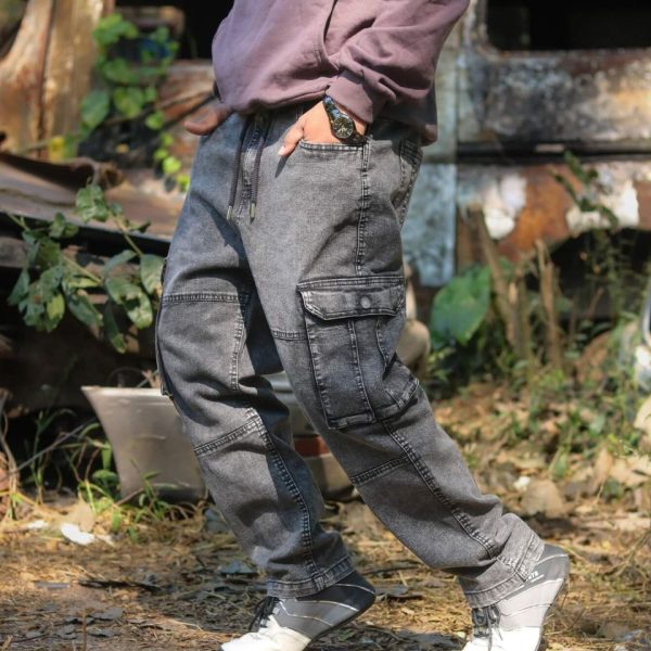 Premium Six Pocket Cargo Baggy (Stonewash Grey)