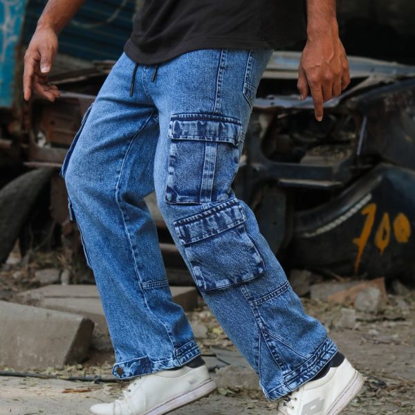 Eight Pocket Cargo Semi Baggy (Washed Blue)