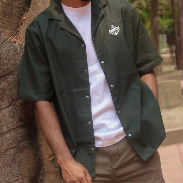 Cuban Collar Baggy Shirt (Million Green)