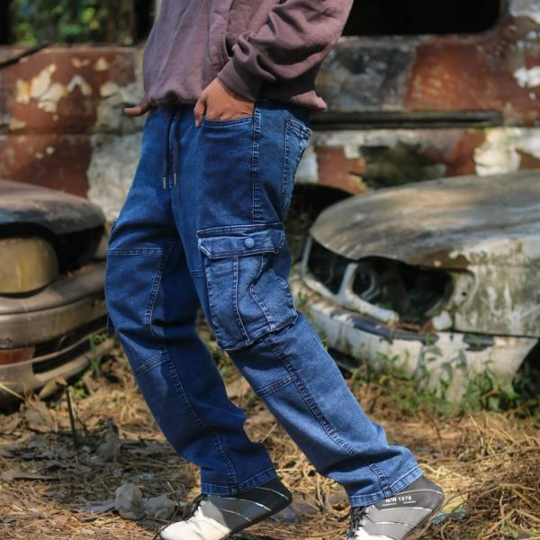 Premium Six Pocket Cargo Baggy (Stonewash Blue)