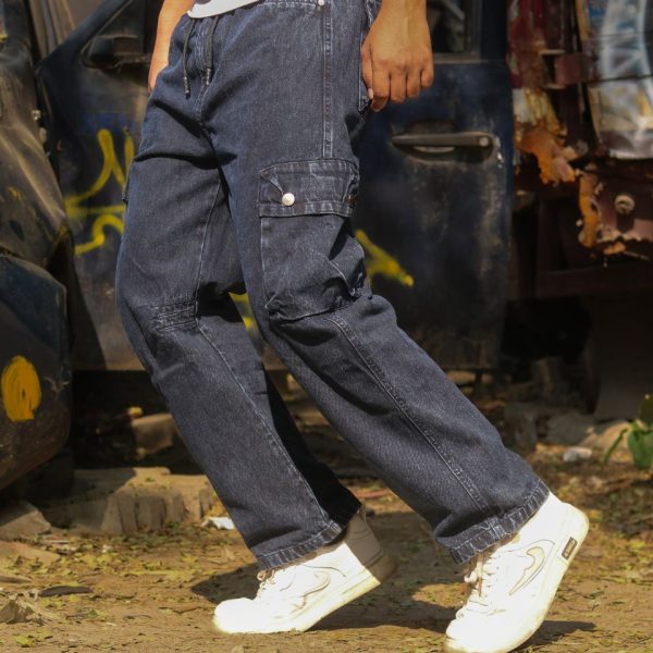 Semi Boot Cut Six Pocket Cargo Baggy (Deep Grey)