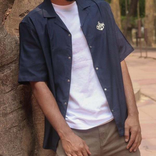 Cuban Collar Baggy Shirt (Million Navy)