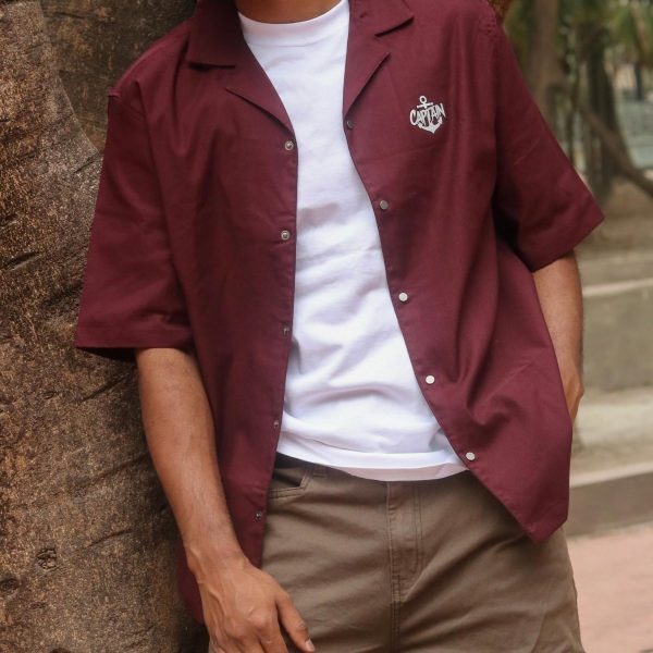 Cuban Collar Baggy Shirt (Million Maroon)