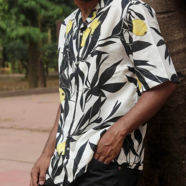 Cuban Collar Baggy Shirt (Yellow Lemon)