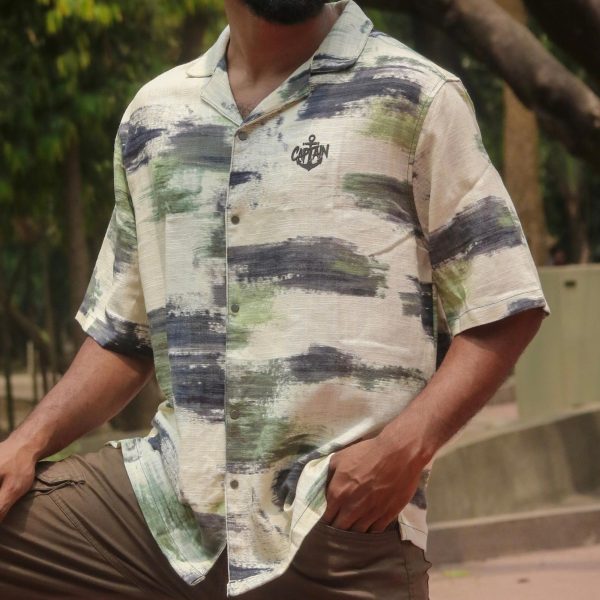 Cuban Collar Baggy Shirt (Painting Print)