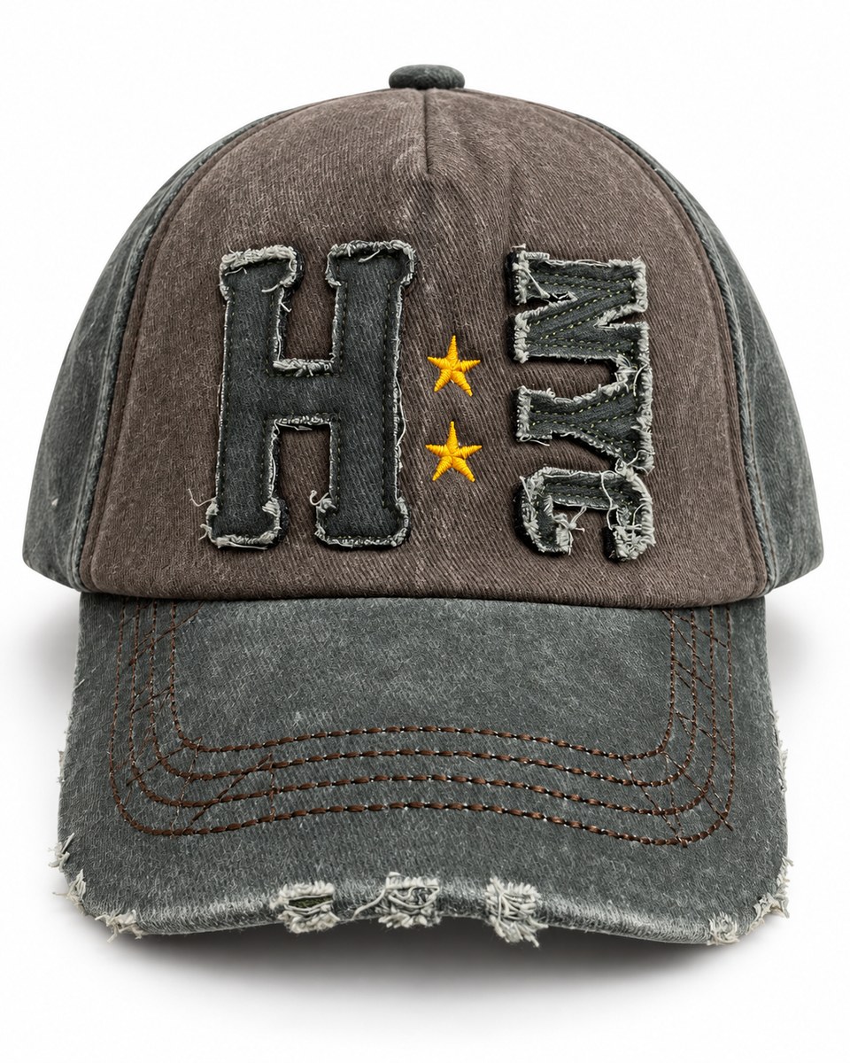H NYC Star Applique Baseball Cap - Brown / Dark Green