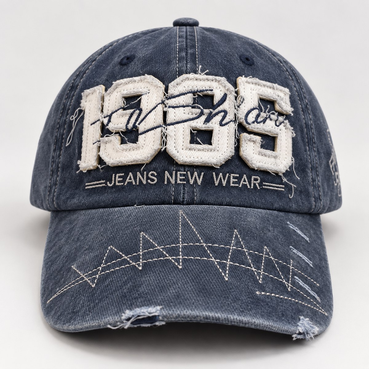 1985 Applique Distressed Baseball Cap - Navy Blue