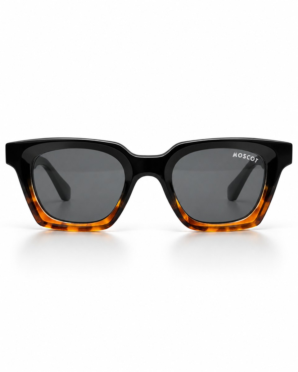 Black and Amber Two-Tone Square Sunglasses