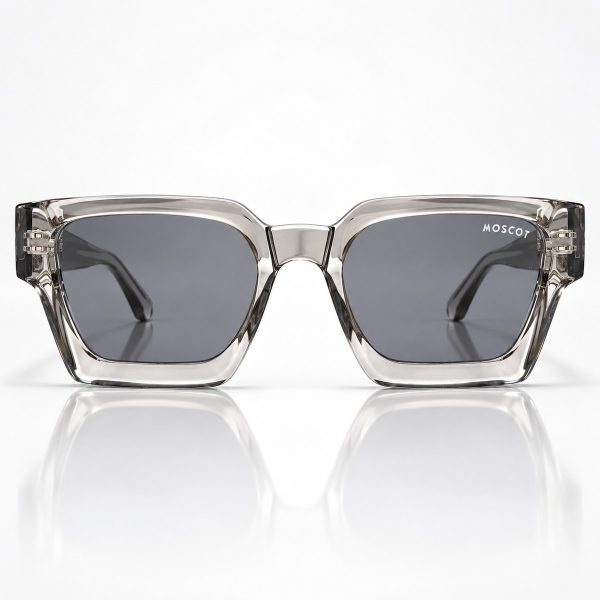 Crystal Smoke Square Sunglasses with Grey Lenses