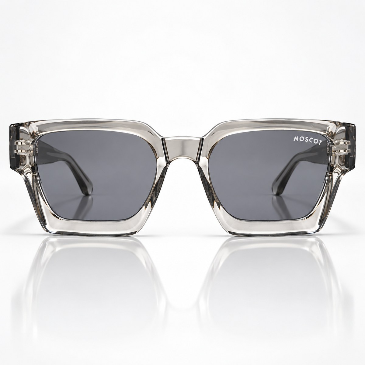 Crystal Smoke Square Sunglasses with Grey Lenses