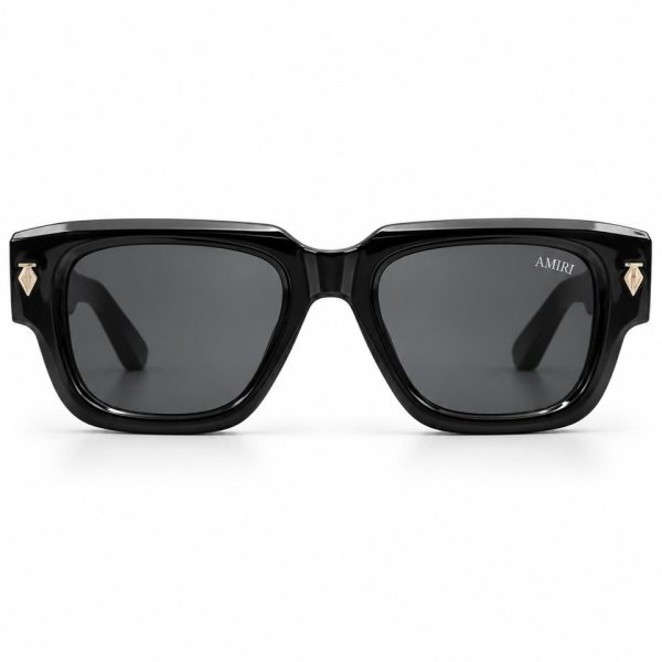 Black Square Sunglasses with Shield Accents