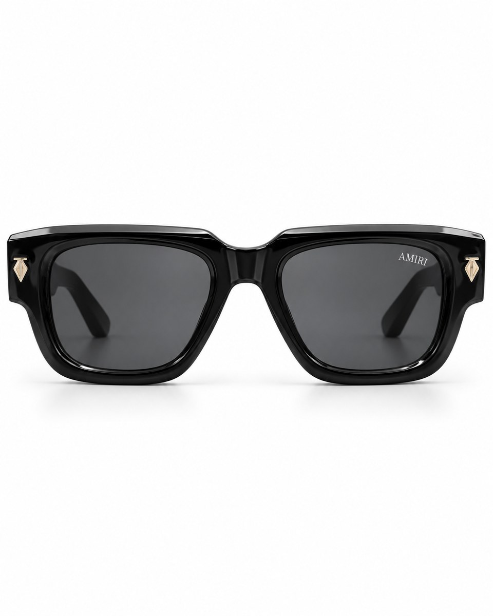 Black Square Sunglasses with Shield Accents