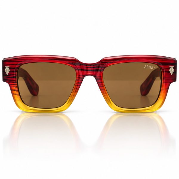 Red and Amber Gradient Square Sunglasses