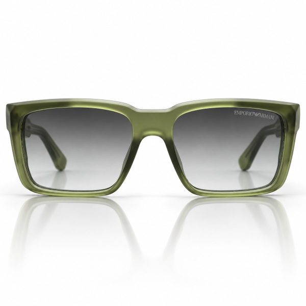 Olive Square Sunglasses with Gradient Grey Lenses