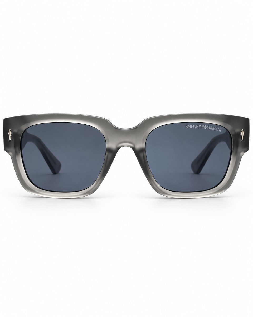 Smoke Grey Square Sunglasses with Blue-Grey Lenses