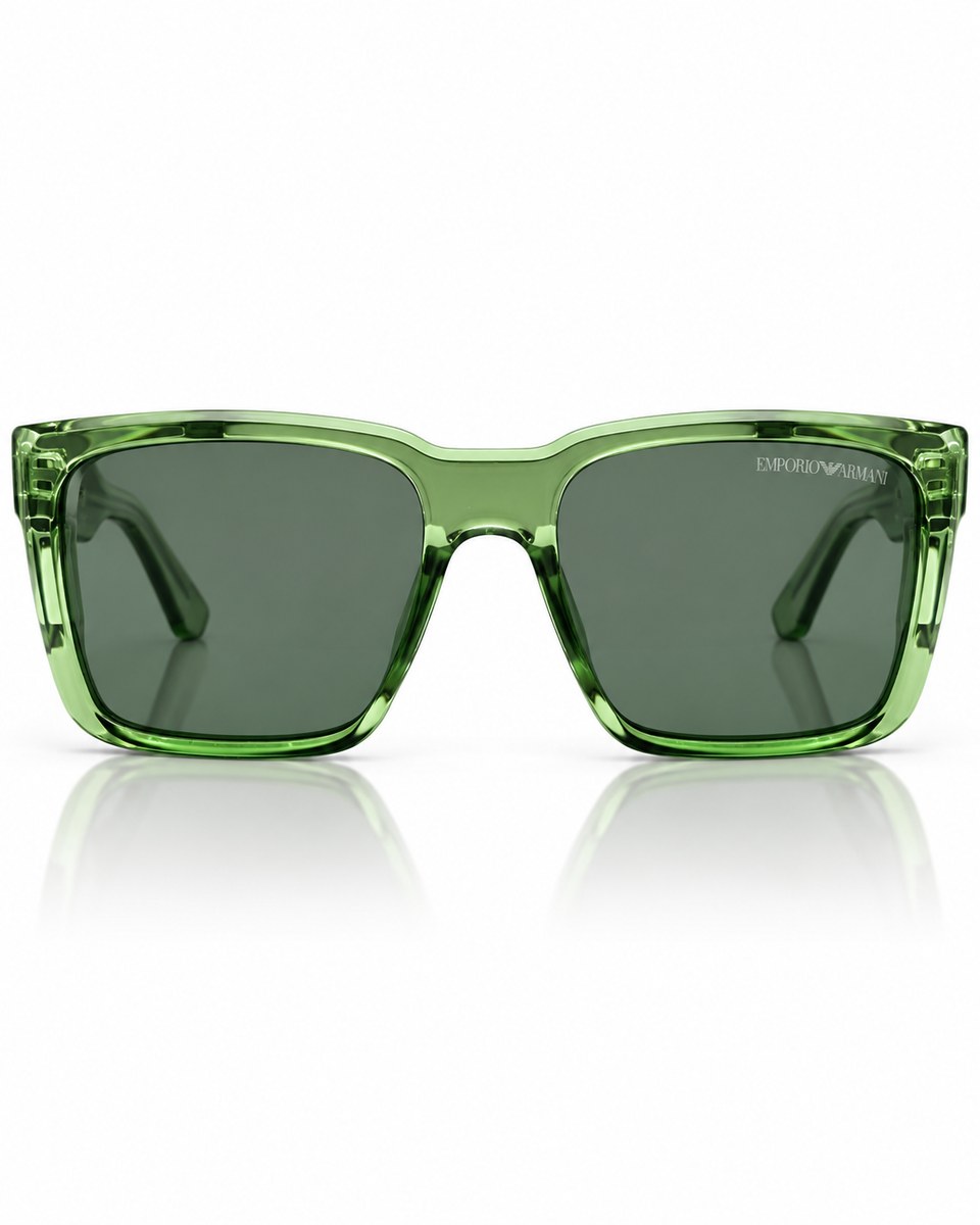 Crystal Green Square Sunglasses with Green Lenses